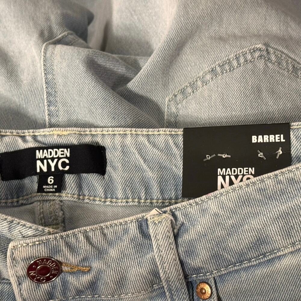 79. NWT Madden NYC Barrel Relaxed Fit Wide Leg Jeans Drawstring Hem SZ: 6 - Picture 7 of 7